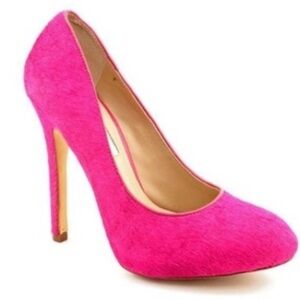 NWT INC Genuine Pony Hair Hot Pink High Heel Dress Shoes 7.5